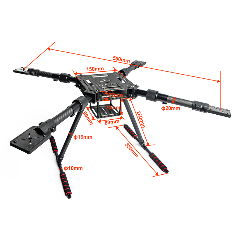 カーボンファイバー折りたたみドローンフレームキット Q550 - Drone Kit Racing のレビューと価格